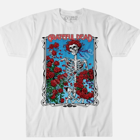 Grateful Dead Bertha Wheel & Roses White Athletic T-Shirt 2 Sided Size Small - Picture 10 of 11